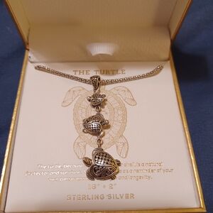 Sterling Silver Turtle Pendant Necklace